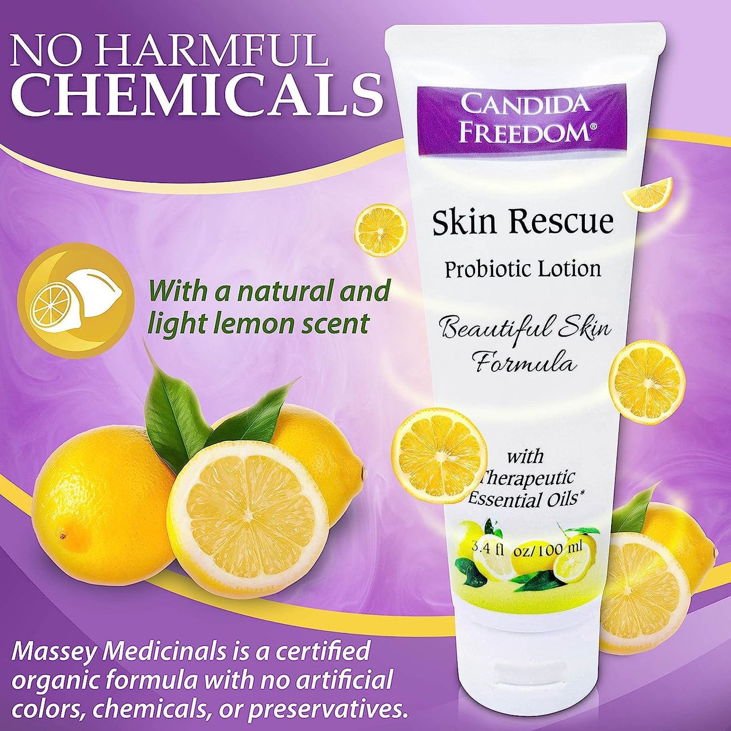 Massey Medicinals Probiotic Lotion & Body Soap Set - Lemon Scented, Skin Rescue Formula