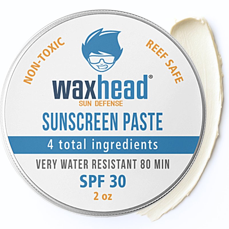 Waxhead Zinc Oxide Sunscreen Paste SPF 30, Nose Sunscreen Sunblock, Surf Lifeguard Face Protection, Reef Safe Mineral Formula for Sensitive Skin Kids, 80 Min Water Resistant, Travel Size 2 oz