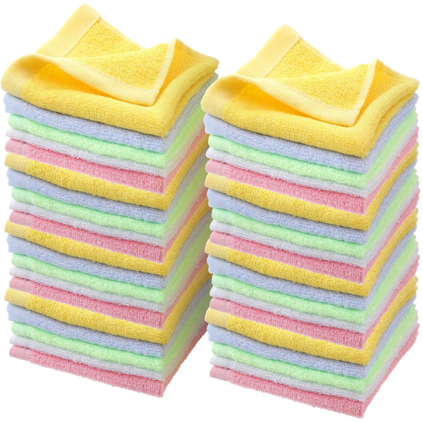 JOUTYFOR 40 Pack Cotton Wash Cloth Bulk, 10x10 Inch Soft Quick Drying Cotton Viscose Towels, Bulk Bath Hand Face Wash Cloths for Women Men, Multipurpose Bathroom Body Washing Rags, Fingertip Towels