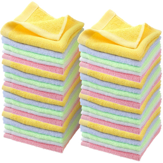 JOUTYFOR 40 Pack Cotton Wash Cloth Bulk, 10x10 Inch Soft Quick Drying Cotton Viscose Towels, Bulk Bath Hand Face Wash Cloths for Women Men, Multipurpose Bathroom Body Washing Rags, Fingertip Towels