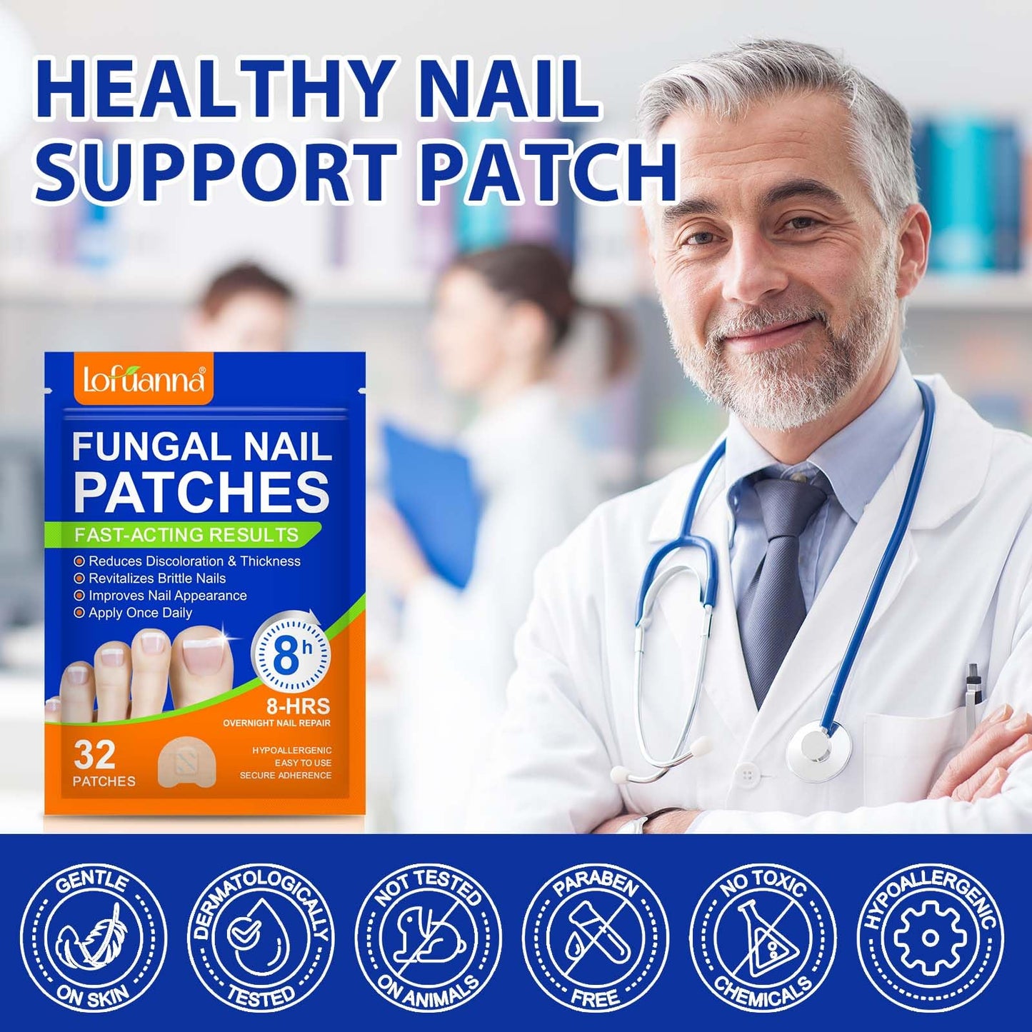 Toenail Treatment Extra Strength - 32 Pcs Nighttime Nail Patches, Overnight Toe Nail Treatments for Damaged Nails Foot Nails Repair and Care, 8-Hour Restores Healthy Appearance (2PCS)