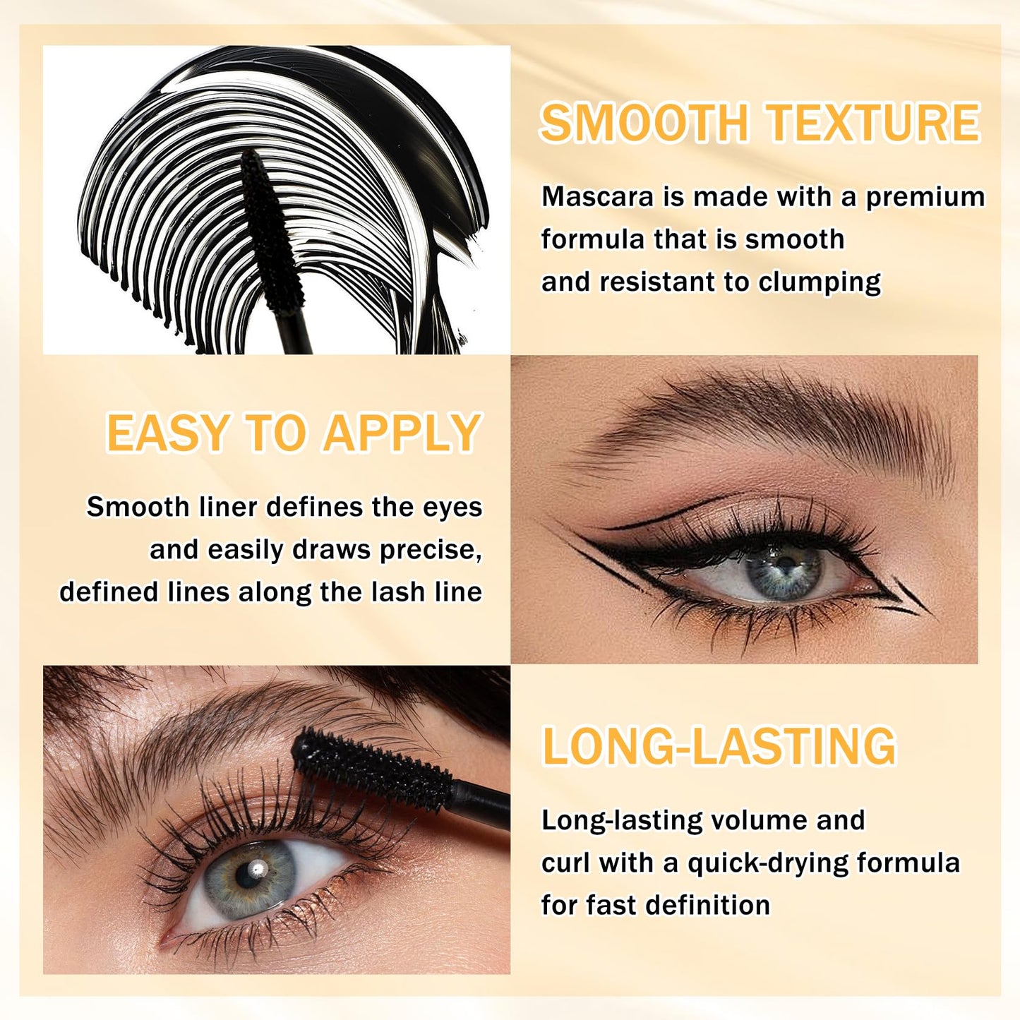 6PCS Black Mascara & Eyeliner Pen Makeup Gift Set,Waterproof Long Lasting Smudge Proof Volume and Length Mascara, Easy to Use, Highly Pigmented Liquid Eye Liner Pencils for Women
