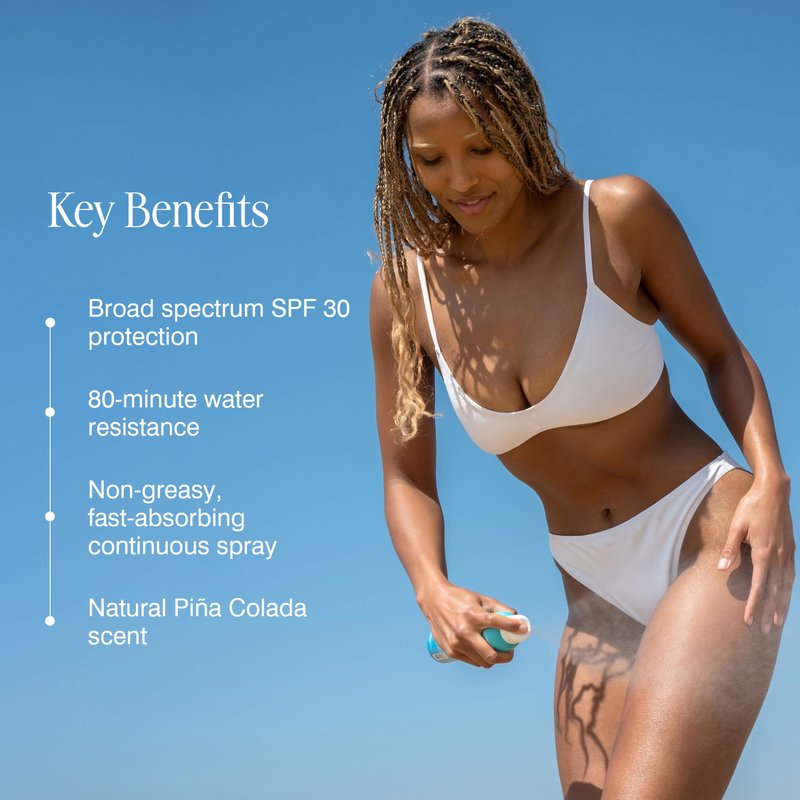 COOLA Organic Sunscreen SPF 30 Sunblock Spray, Dermatologist Tested Skin Care for Daily Protection, Vegan and Gluten Free, Piña Colada, 6 Fl Oz