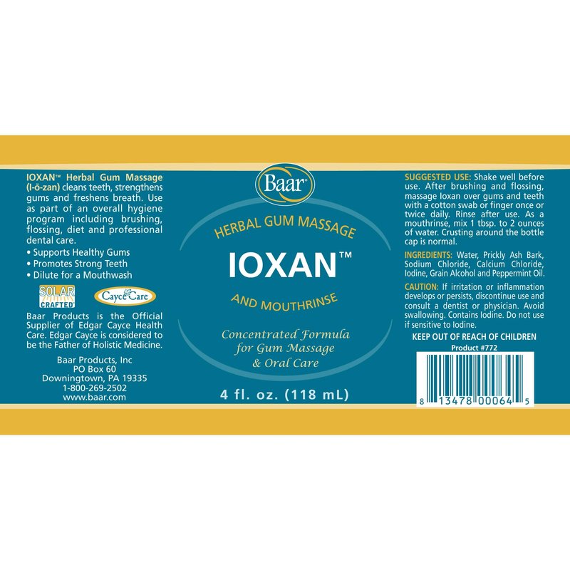 Baar Ioxan Herbal Gum Massage & Mouthrinse – Concentrated Formula with Prickly Ash, Peppermint Oil & Iodine – 4 fl oz Herbal Dental Routine