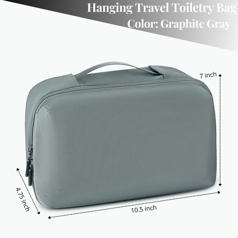 Cumbanho Hanging Toiletry Bag for Men, Toiletries Travel Kit with 360° Swivel Hook, Water-Resistant Nylon Dopp Kit,Shaving Bag with Clear Pockets Used for Trip,Daily or Gift,Graphite Gray