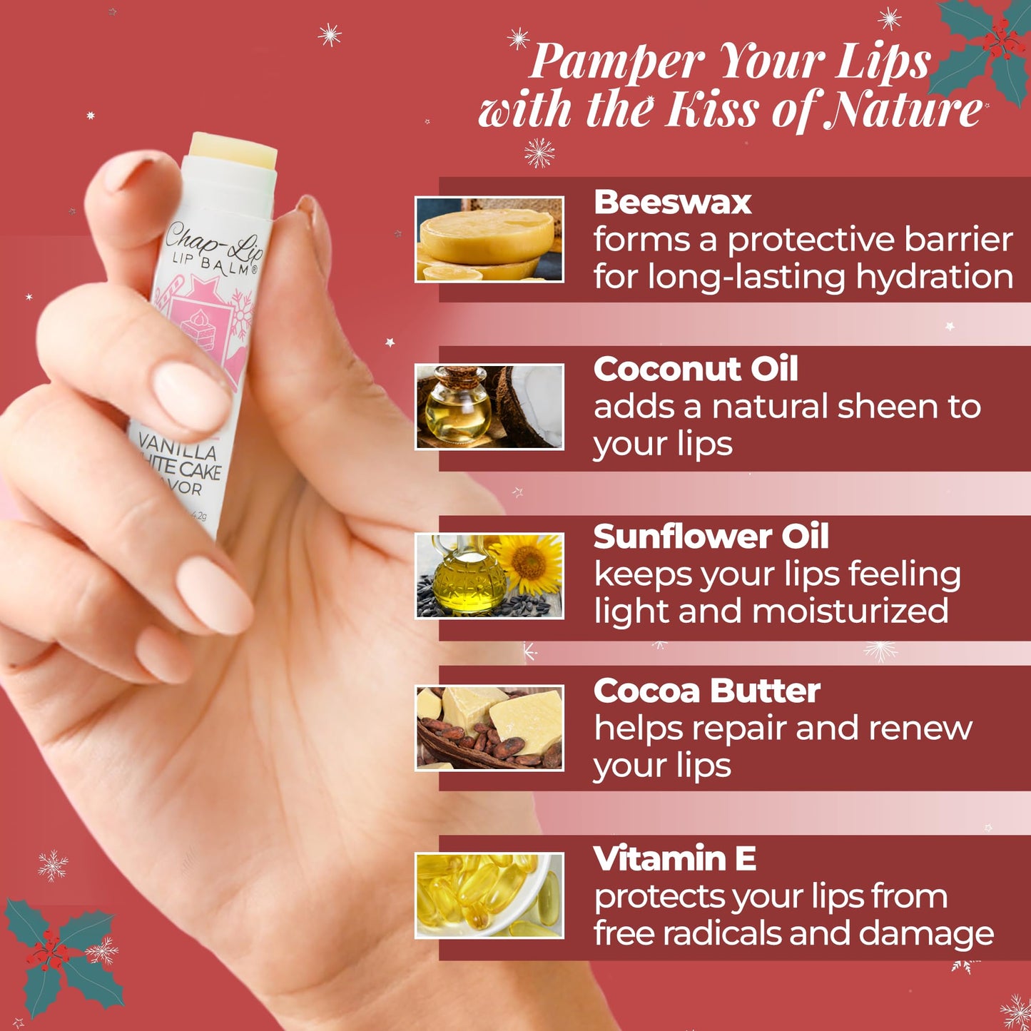 Chap-Lip Lip Balm 100% Natural Lip Balm Set - Beeswax Natural Christmas Gifts for Her - Lip Moisturizer for Dry Lips, Cocoa Butter - Petroleum Free, 24 Count, 2 Pack
