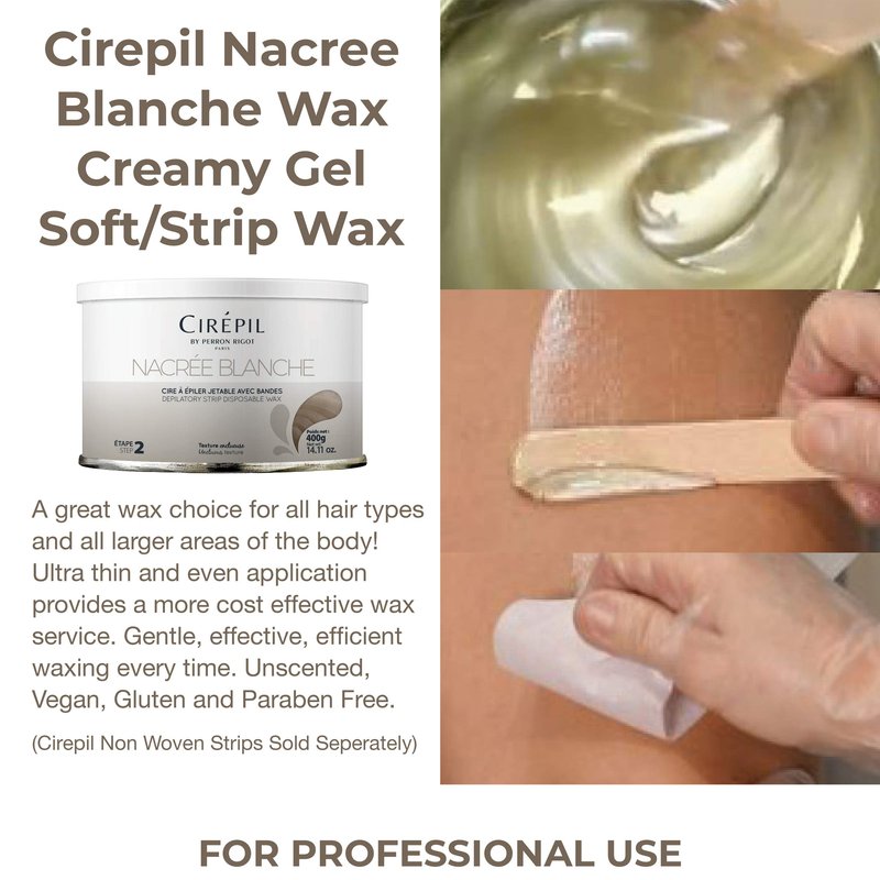 Cirepil - Nacrée Blanche - 400g / 14.11 oz Soft Wax Tin - Creamy Strip Wax for Sensitive & Dry Skin - Gentle Pearl White Formula - Soothing Professional Body Depilatory Refill