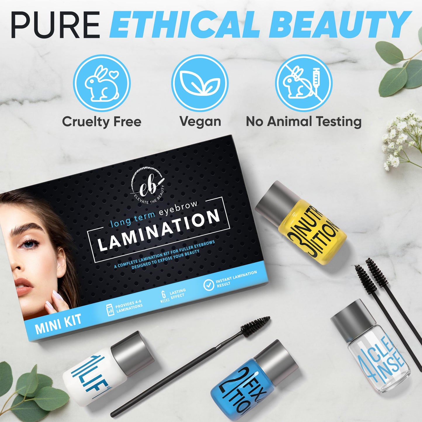 Elevate the Beauty At Home Brow Lamination Kit | Eyebrow Lamination Kit for DIY Use | Long-Lasting Brow Lift Results for Fuller, Defined Brows | Easy 4-Step System with Tools & Video Guide Included