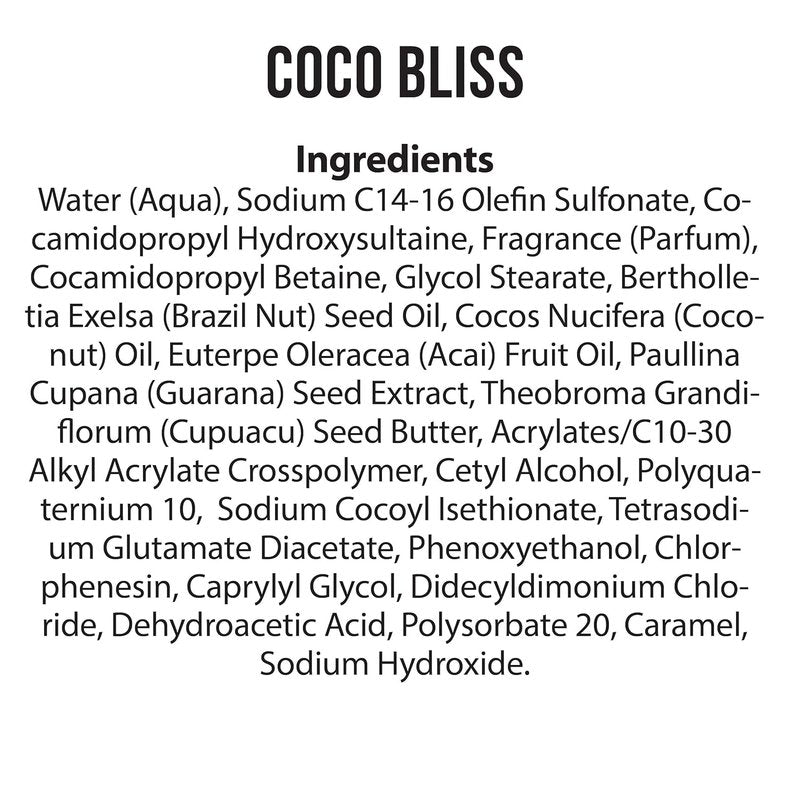Nutrius Brazilian Body Wash - Coco Bliss Coconut Scent | Hydrating Collagen Cleanser for Dry Skin, 16.9 fl oz