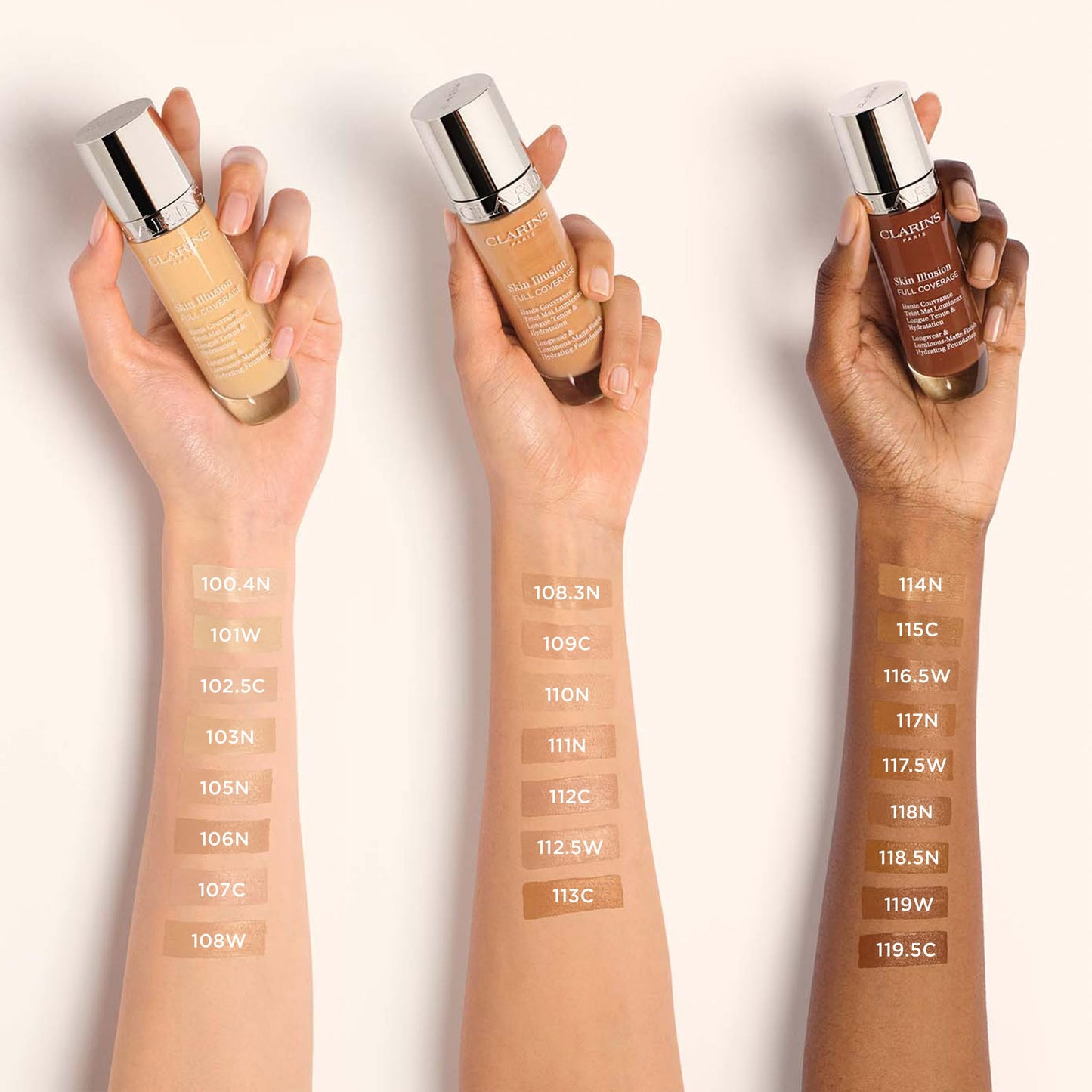 Clarins Skin Illusion Longwear Full Coverage Foundation|Luminous Matte Finish|24H Hold and 24H Hydration|Natural Looking|Transfer, Sweat and Smudge Proof| Contains Hyaluronic Acid|1 Fl Oz, 111N