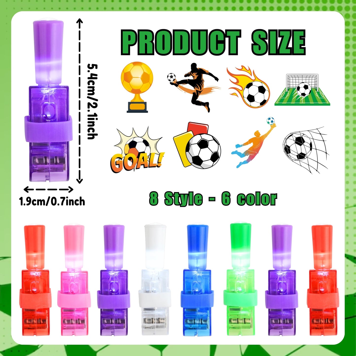 72 PCS Soccer Party Favors – 48 PCS Luminous Tattoos & 24 PCS LED Finger Lights Combo – Birthday Goodie Bag Fillers, Party Supplies, Gifts Light Up Toys Glow In The Dark for Boys and Girls (Soccer 1)