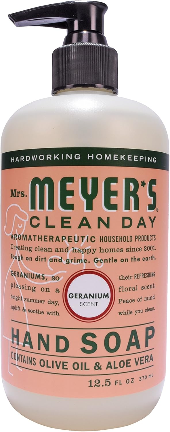MRS. MEYER'S CLEAN DAY Hand Soap - Geranium Scent with Essential Oils | 12.5 fl. oz, Pack of 6