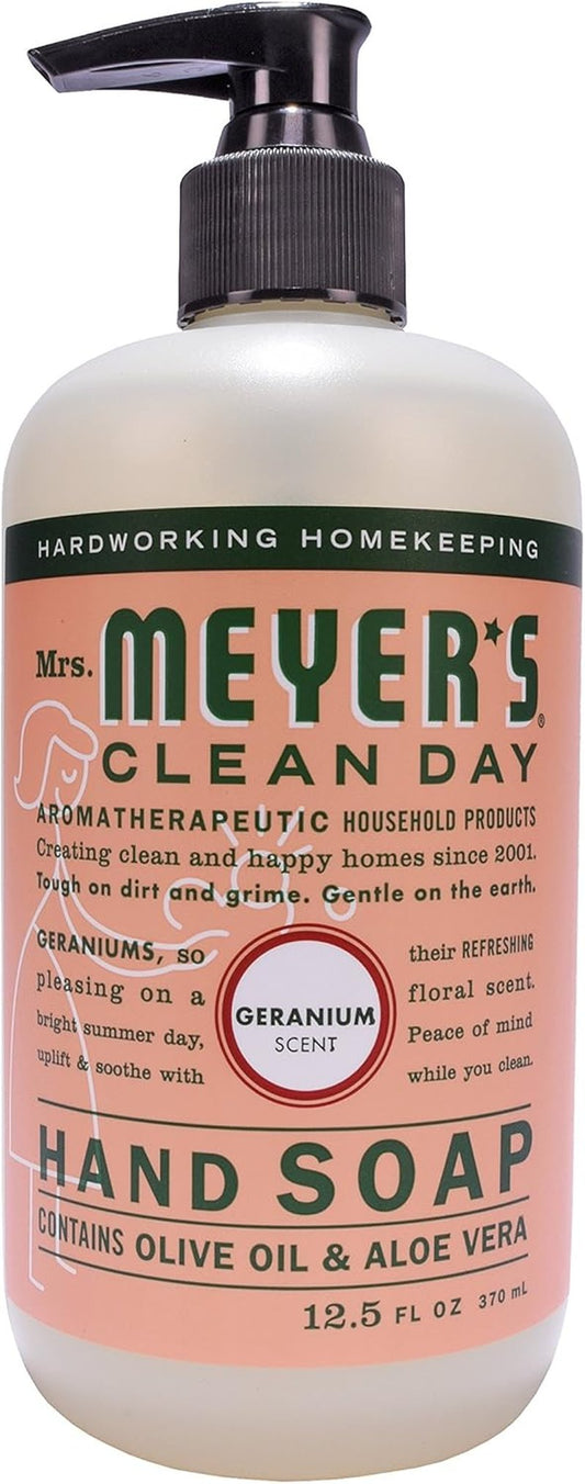 MRS. MEYER'S CLEAN DAY Hand Soap - Geranium Scent with Essential Oils | 12.5 fl. oz, Pack of 6