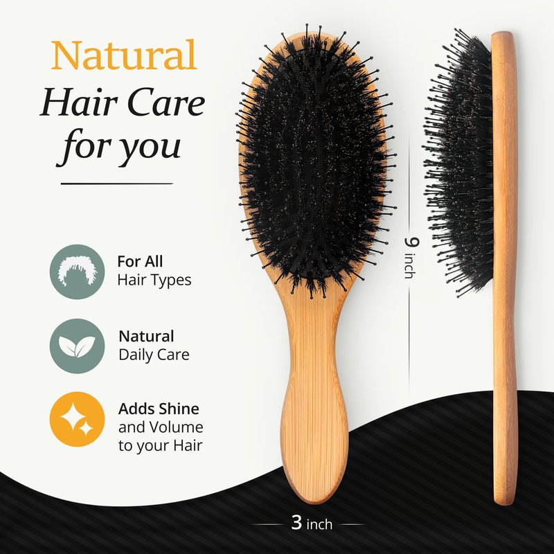 Belula Men's Hair Grooming Set: Boar Bristle Brush, Nylon Pin Brush, Wooden Comb, and Travel Bag for Styling