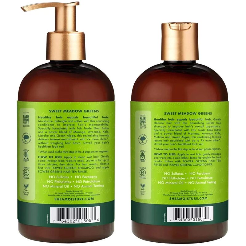 SheaMoisture Power Greens Curly Hair Shampoo & Conditioner | Moisturizing Moringa & Avocado, 13 Fl Oz (Pack of 2)
