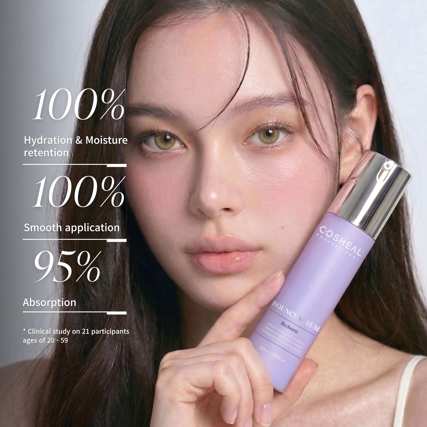 COSHEAL Bouncy Serum 1.69 fl oz, Silk-Finish Anti-Aging Serum with 12 Peptides & 16 Amino Acids, Boosts Elasticity & Hydration, Enhances Radiance, Supports Skin Regeneration, Korean Skin care