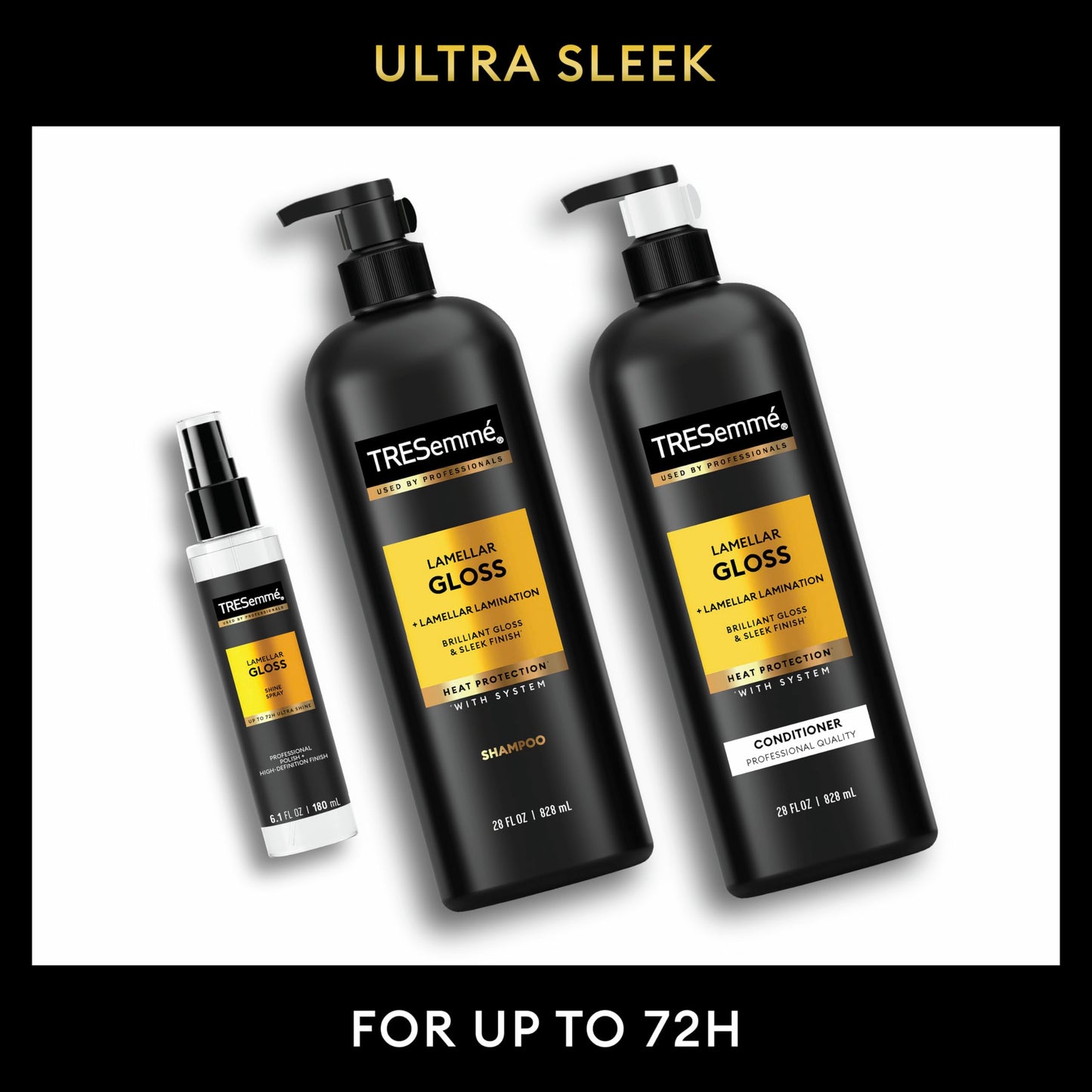 TRESemmé - Shampoo Lamellar Gloss 3 Pk Regimen Collection Pack For Brilliant Gloss & Sleek Finish Ultimate Shine 28Oz(2)and 6.1Oz