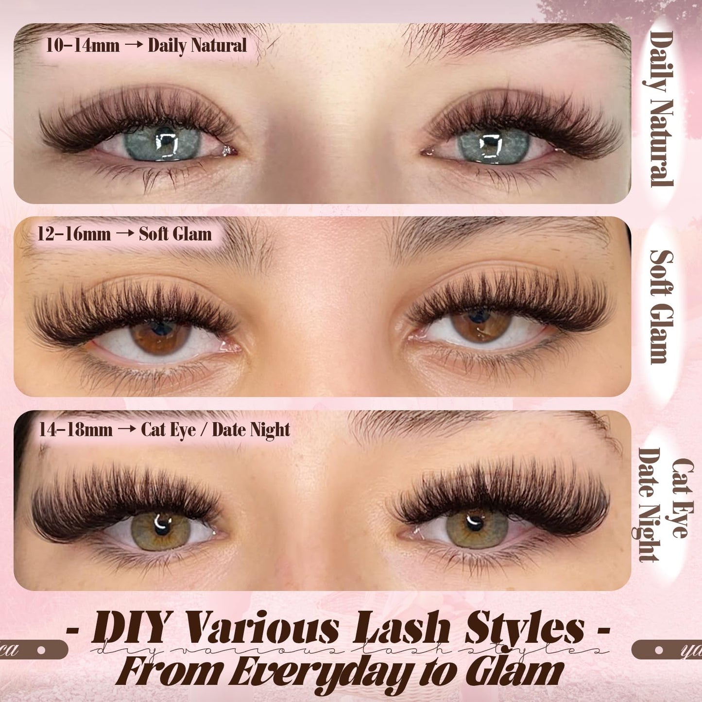 Dark Brown Lash Clusters 80D Fluffy Wispy Volume Cluster Eyelash Extensions D Curl 10–18mm Individual Cluster Lashes 240PCS Brown Eyelash Clusters DIY Lash Extension for Natural Glam Look by Yawamica