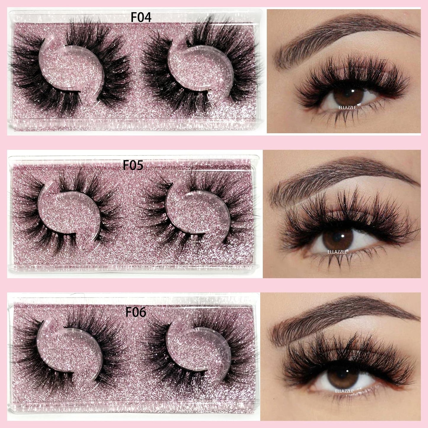 Ellazzle 18 Pairs Lashes Wispy Bulk Natural Eyelashes Wholesale Fluffy Fake Eyelashes Mink 3d Lashes Pack
