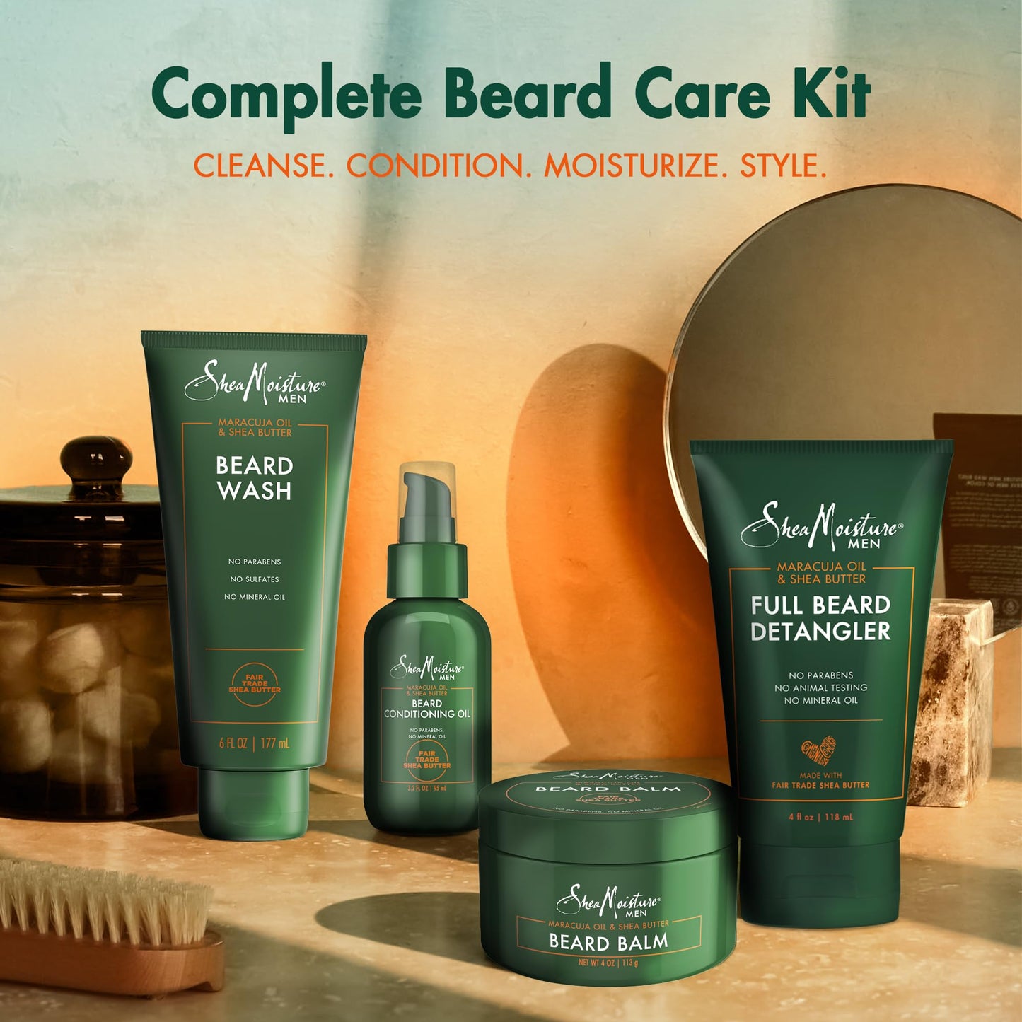 SheaMoisture Beard Kit (Wash, Oil, Detangler & Balm), Gifts for Men