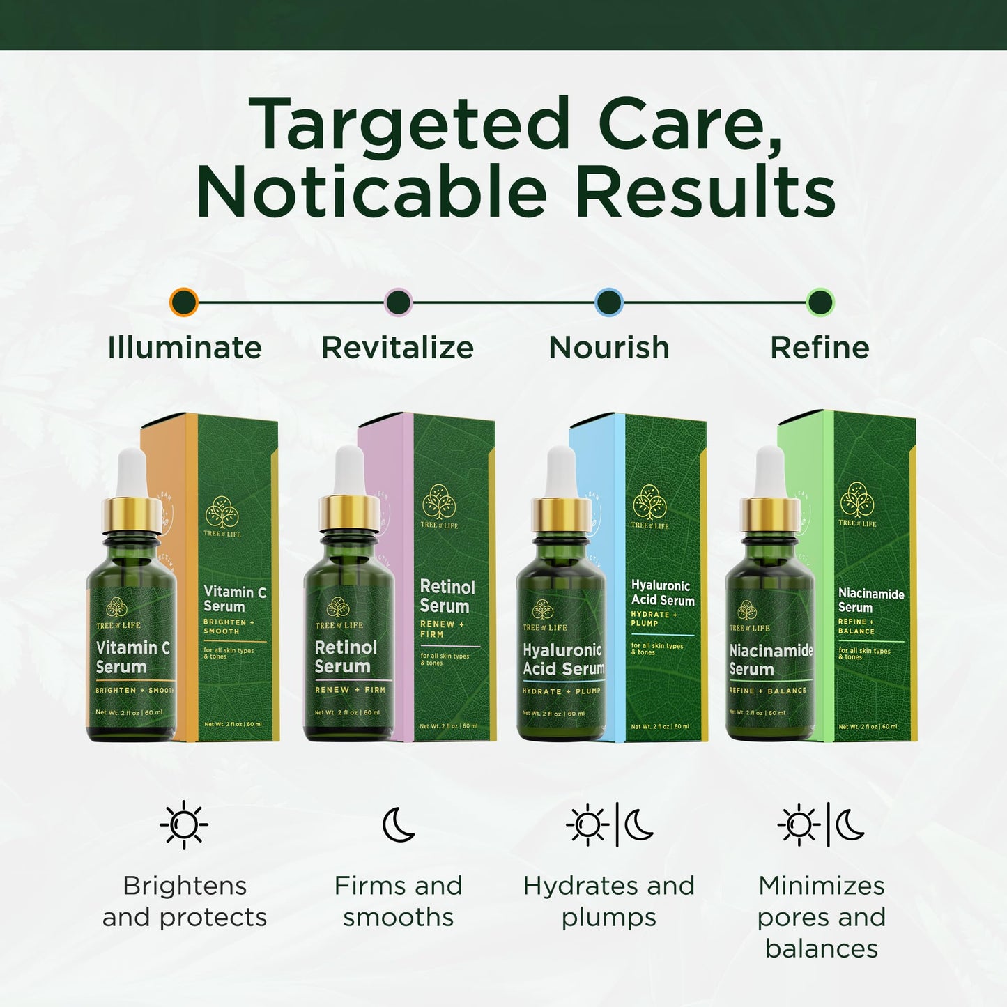 Tree of Life Face Serum Set - Vitamin C, Retinol & Hyaluronic Acid for Brightening, Firming & Hydrating - Anti Aging Skin Care Set - Dermatologist Tested - 1 Fl Oz (Pack of 3)