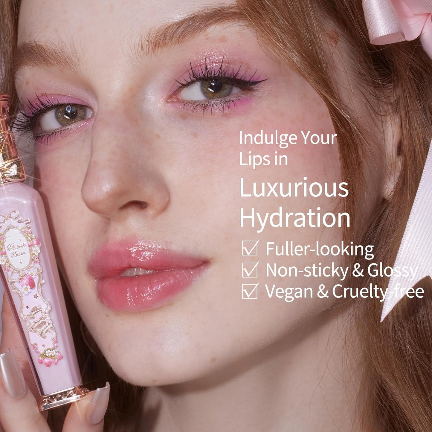 Violet Strawberry Glowy Lip Gloss - Moisturizing Baby Pink Plumping Lip Oil | Hydrating Vegan Tint 0.12 Fl Oz