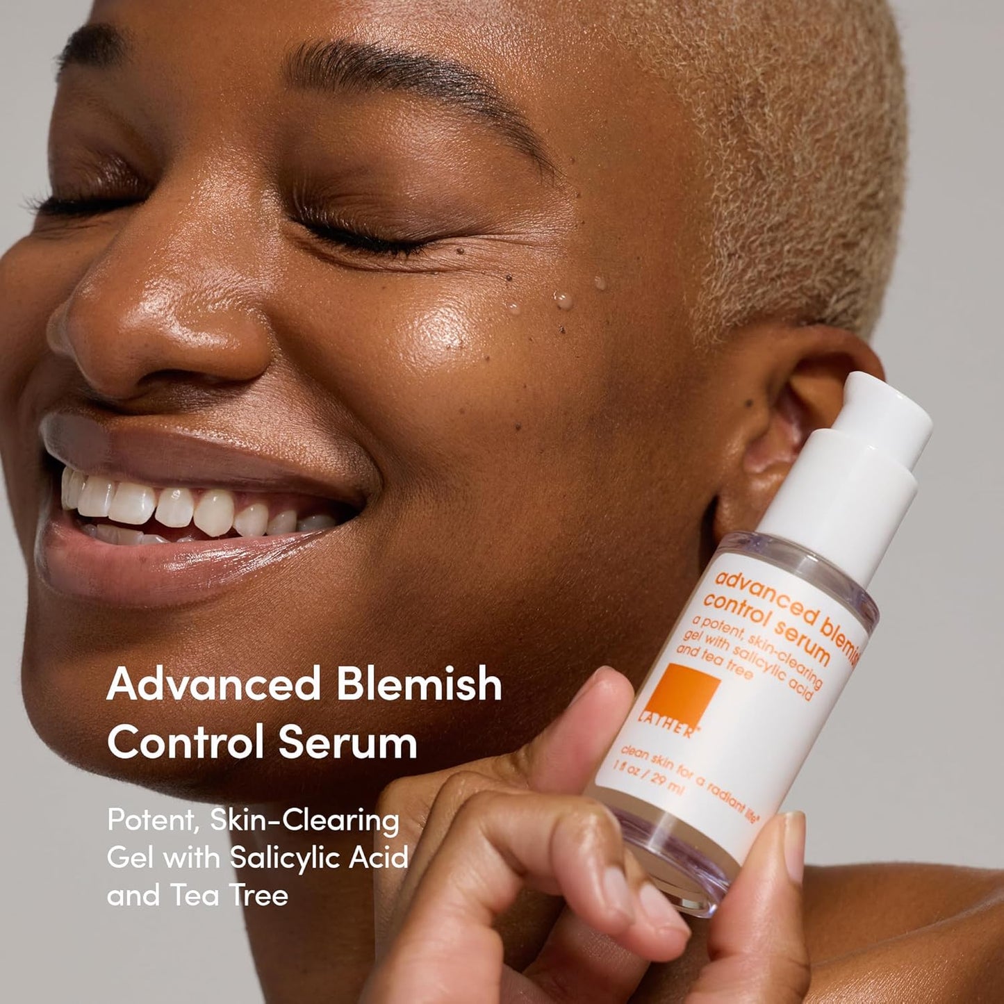 LATHER Advanced Blemish Control Serum - Acne Treatment with Salicylic Acid & Tea Tree Oil | 1 fl oz for Sensitive Skin