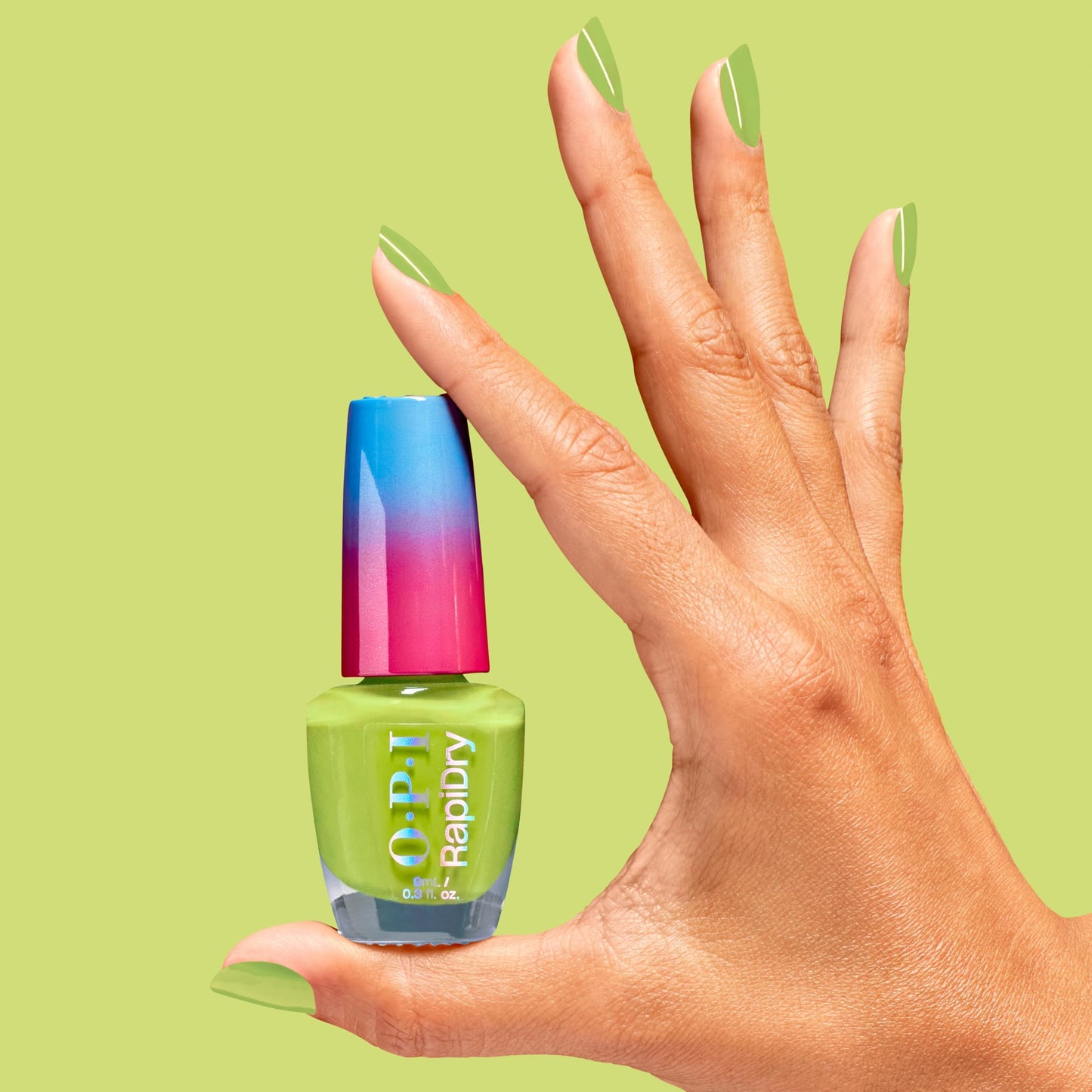 OPI RapiDry Screen-Grab Green | Opaque Bright Avocado Crème Quick Dry Nail Polish | Vegan, Smudge Proof, Fast Drying