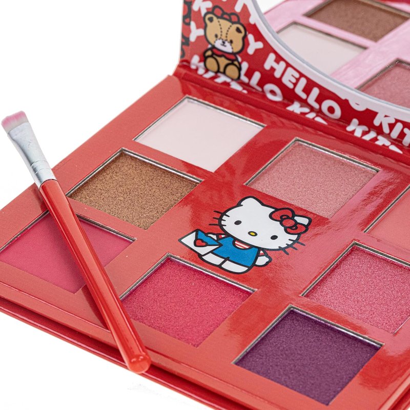 Hello Kitty 8-Well Eyeshadow Palette - Shimmery, Pigmented Colors | Non-Toxic, Includes Brush, Perfect for Parties & Makeovers