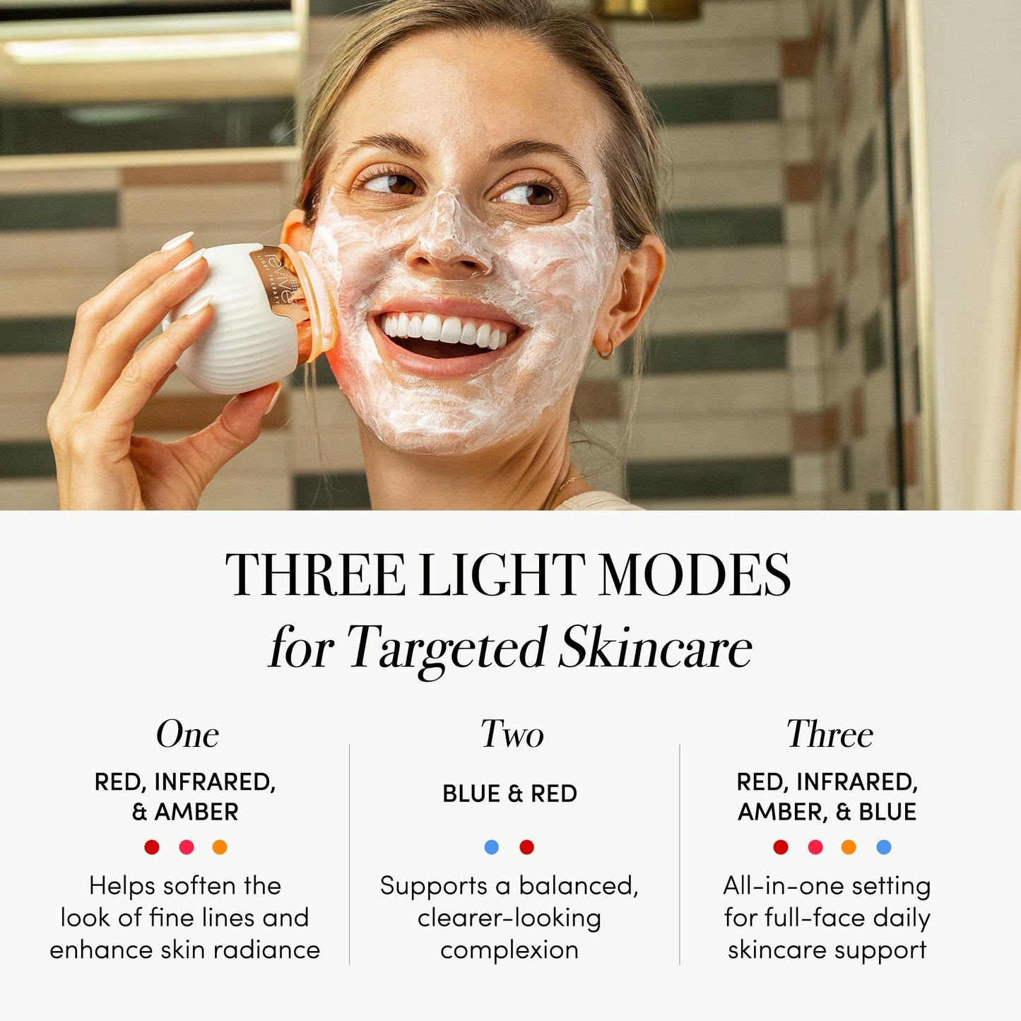 Revive Light Therapy Lux Collection Soniqué Mini, Rechargeable Sonic Face Cleanser Brush with Medical-Grade Blue & Red Light Therapy for Face, Wrinkle Care, Water-Resistant, FSA HSA Eligible