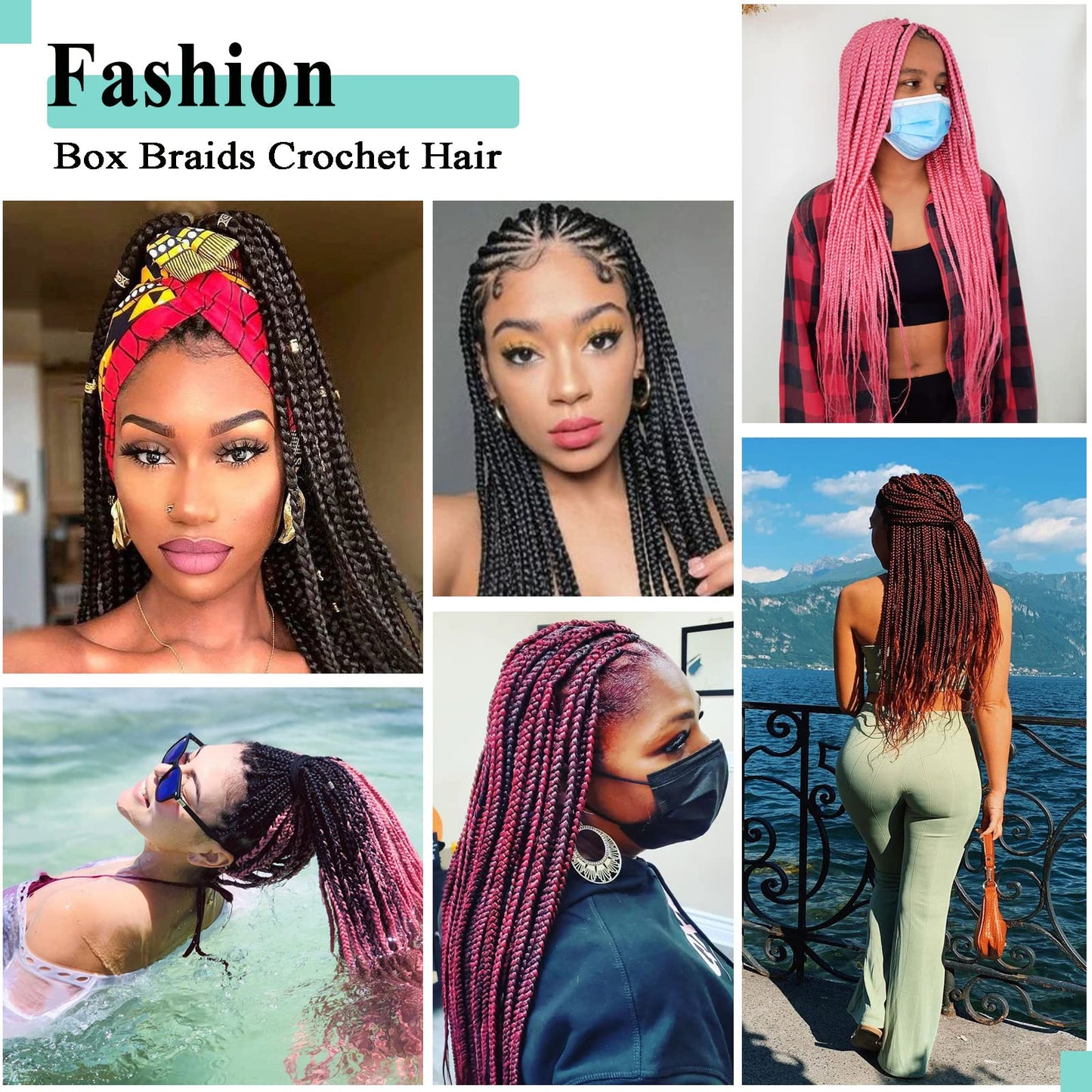 8 Packs Crochet Braids for Back Women 18 Inch Crochet Box Braids Prelooped Crochet Hair for Black Women Box Braids Crochet Hair Extensions