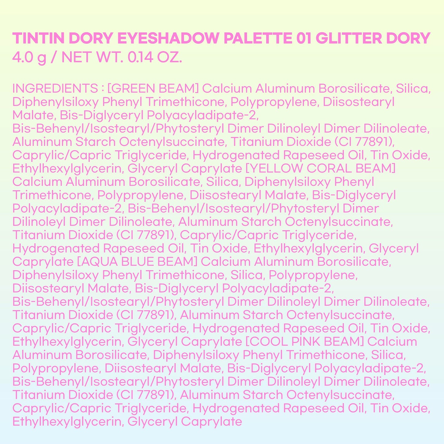COLORGRAM TINTIN DORY EYESHADOW PALETTE 01 GLITTER DORY