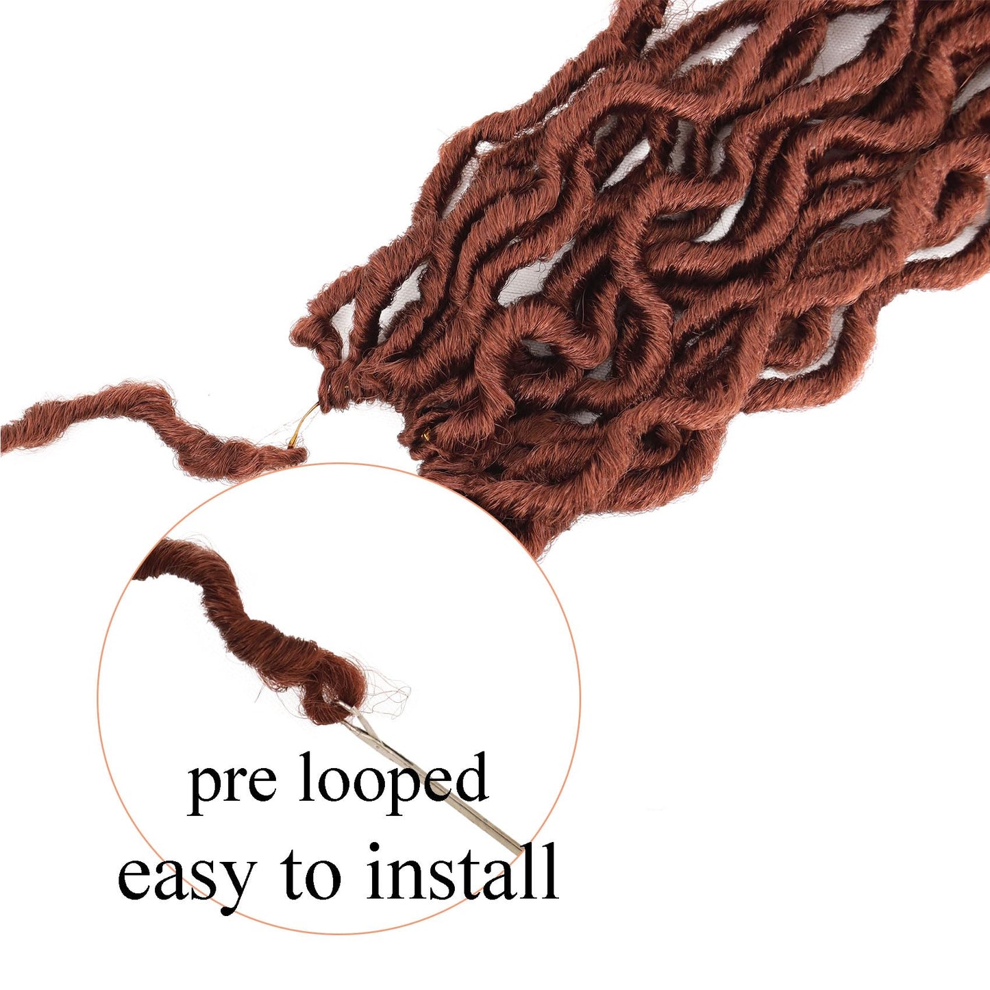 6 Packs Faux Locs Crochet Hair 14 Inch Ginger Goddess Locs Crochet Hair for Black Women, Prelooped Gypsy locs Crochet Braids Copper Red Soft Wavy Dreadlocks Hair Extensions, 350
