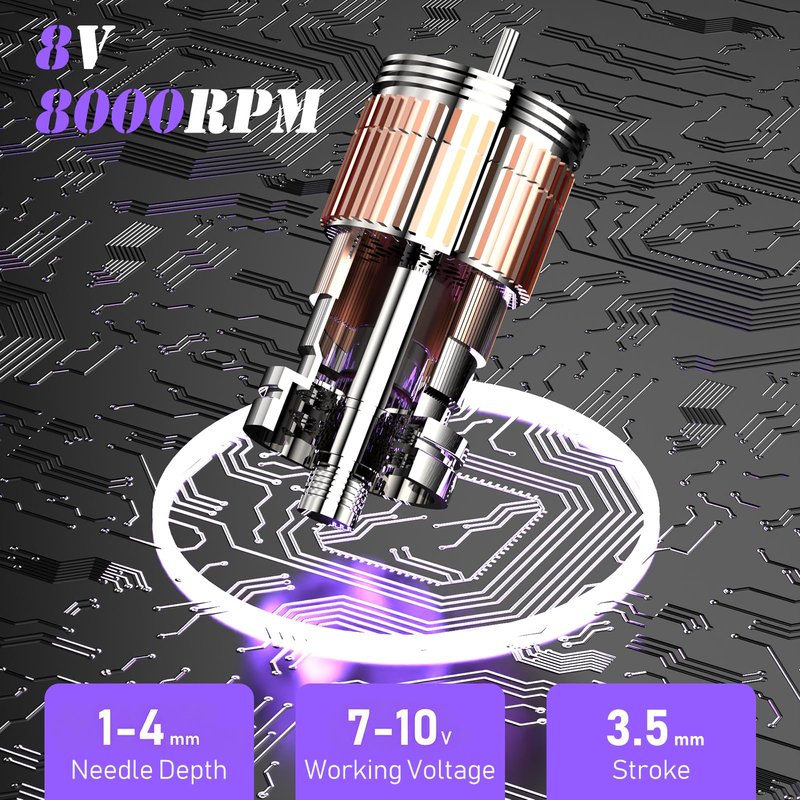 Tattoo Kit, Wormhole Tattoo Machine Kit Rotary Tattoo Machine 20pcs Cartridge Needles 10pcs Tattoo Ink Complete Tattoo Practice Pen Kit for Beginners and Tattooists WTK144