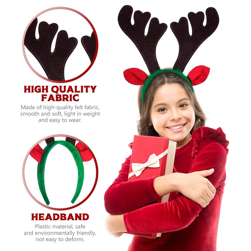 Lurrose 6Pcs Christmas Headbands Reindeer Antlers Hair Hoops Reindeer Ears Headbands Festival Headdress Hair Band for Adults