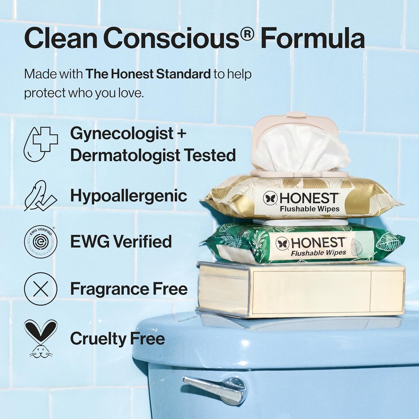 Hypoallergenic Flushable Wipes for Sensitive Skin - Tropical Leaves | 126 Count