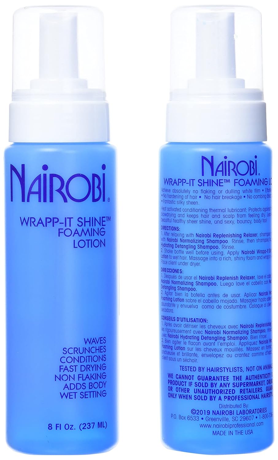 Nairobi Wrapp-It Shine Foaming Lotion - Moisturizing Hair Styling Foam | 2 Count