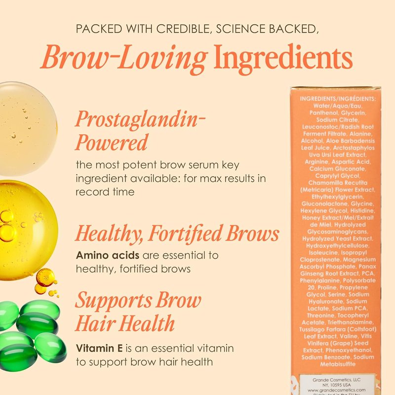 Grande Cosmetics GrandeBROW Brow Enhancing Serum - Fuller, Bolder Eyebrows with Vitamins & Peptides | Cruelty-Free
