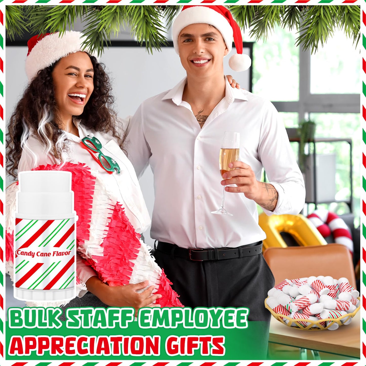 50 Pcs Christmas Lip Balm Bulk Mini Candy Cane Peppermint Flavor Lip Balms Bulk Christmas Stocking Stuffers Xmas Party Gifts Small Thank You Employee Appreciation Gifts for Women Men (Xmas Character)