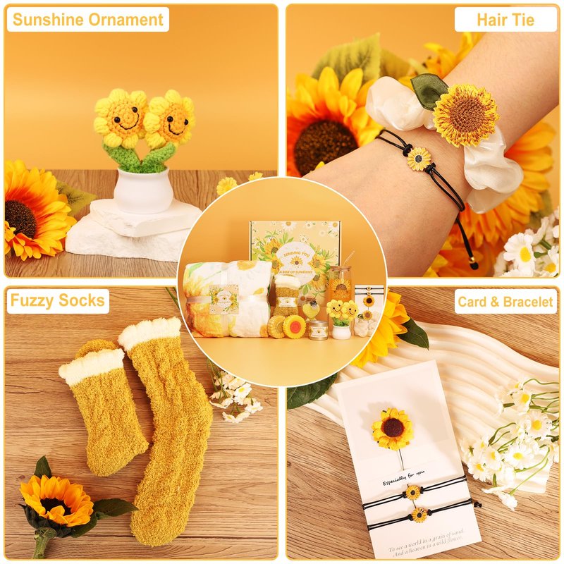 Sunflower gifts for women,Sunshine box, Get Well Soon Gift Baskets for Women,Self-Care Package,Unique Birthday Basket for Women,Mother’s Day, Thank You Gifts for her,Girlfriend,Sister,Mom,Wife