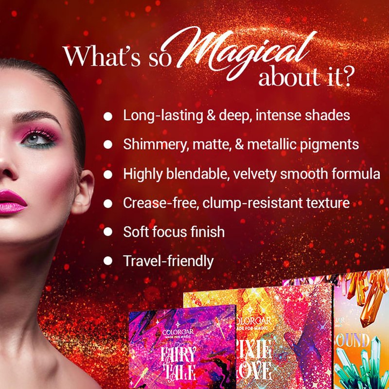Colorbar Eyeshadow Palette - Richly Pigmented Glitter Eyeshadow - Crease-Proof and Velvety Smooth - Long-lasting Wear - Fairy Tale - 1 oz