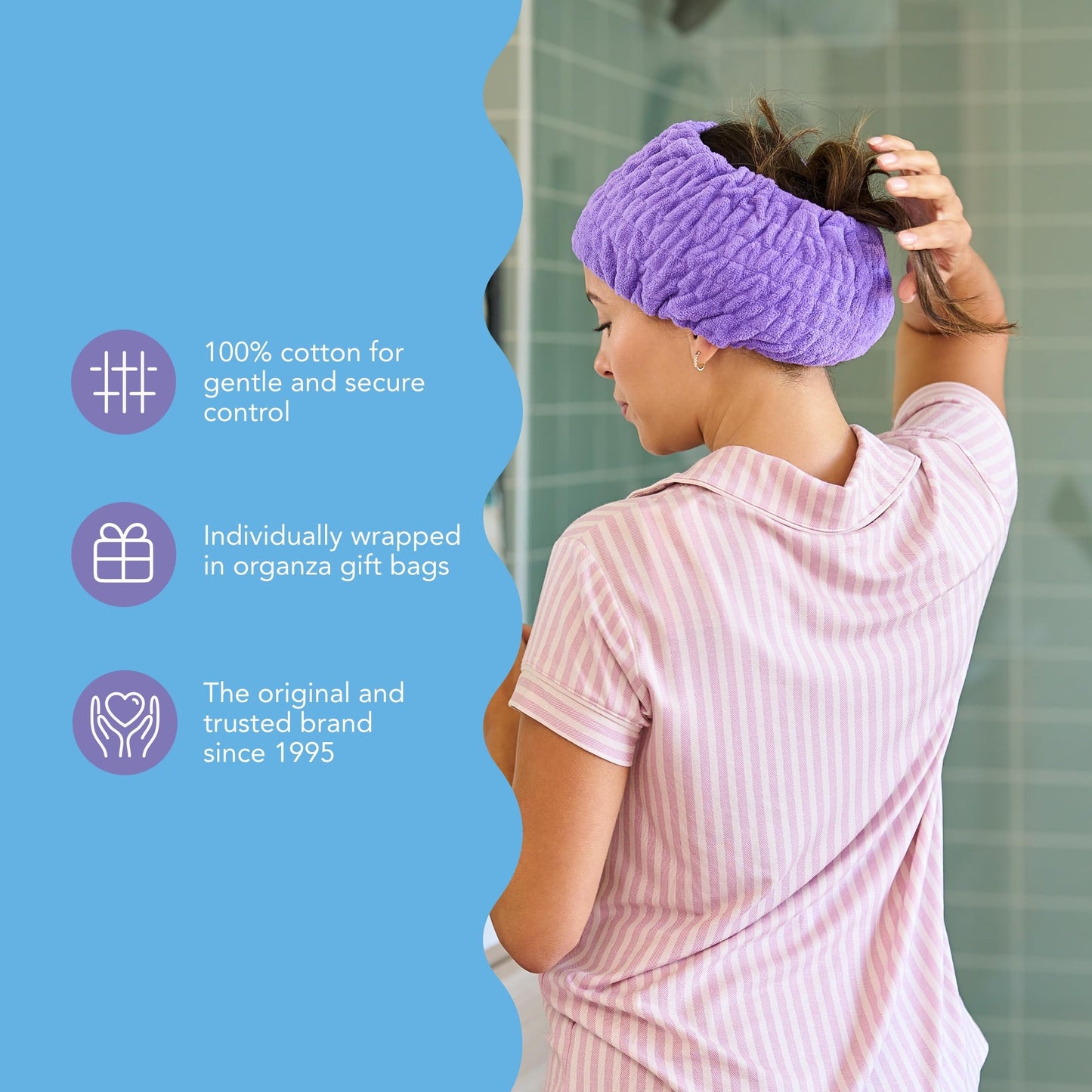 Turbie Twist 2 Headbands & 4 Wristbands Set – Cotton, Extra-Wide, All Hair Types, Passion Flower