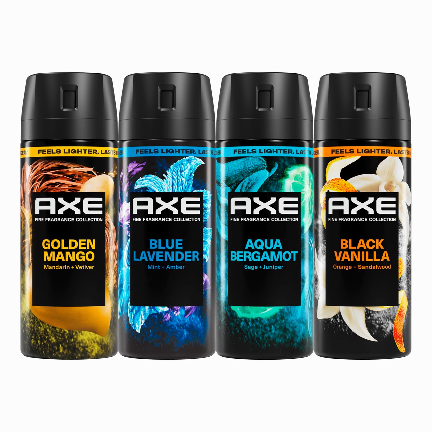 AXE Body Spray Mixed 4 Count Stay fresh for 72 hours Aluminum Free 2.9 oz