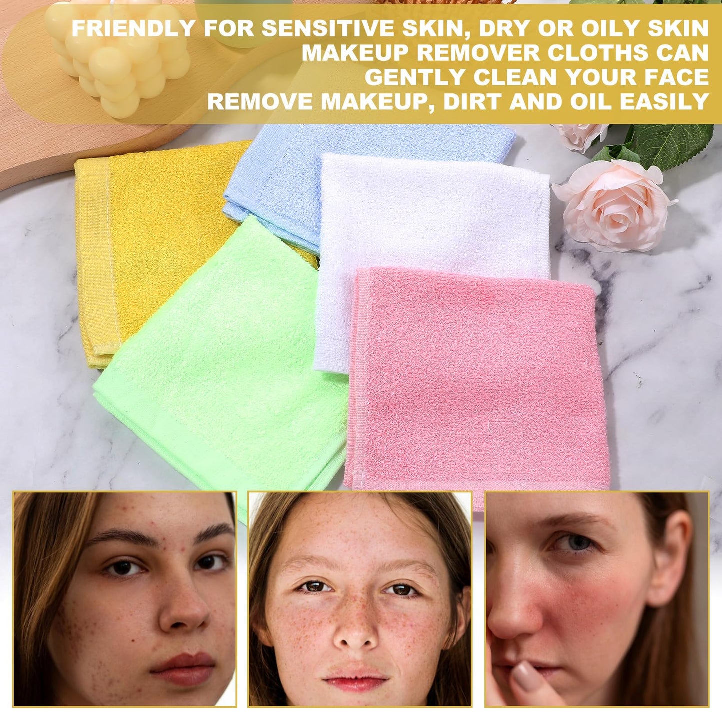 JOUTYFOR 40 Pack Cotton Wash Cloth Bulk, 10x10 Inch Soft Quick Drying Cotton Viscose Towels, Bulk Bath Hand Face Wash Cloths for Women Men, Multipurpose Bathroom Body Washing Rags, Fingertip Towels