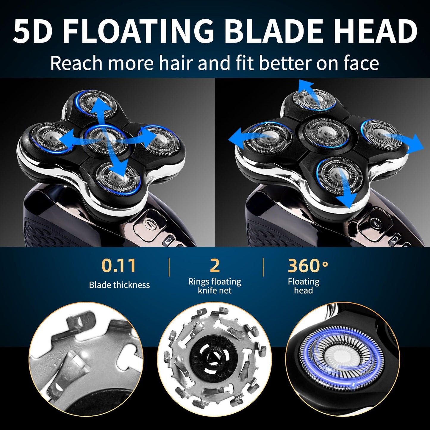 2 Pack Balder Pro Replacement Heads for Remington XR7000 Shaver,Balder Pro Head Shaver XR1500,XR1501 Replacement Blades,5 Dual Track Precision Blades for Bald Men,with 2PCS Cleaning Brushes