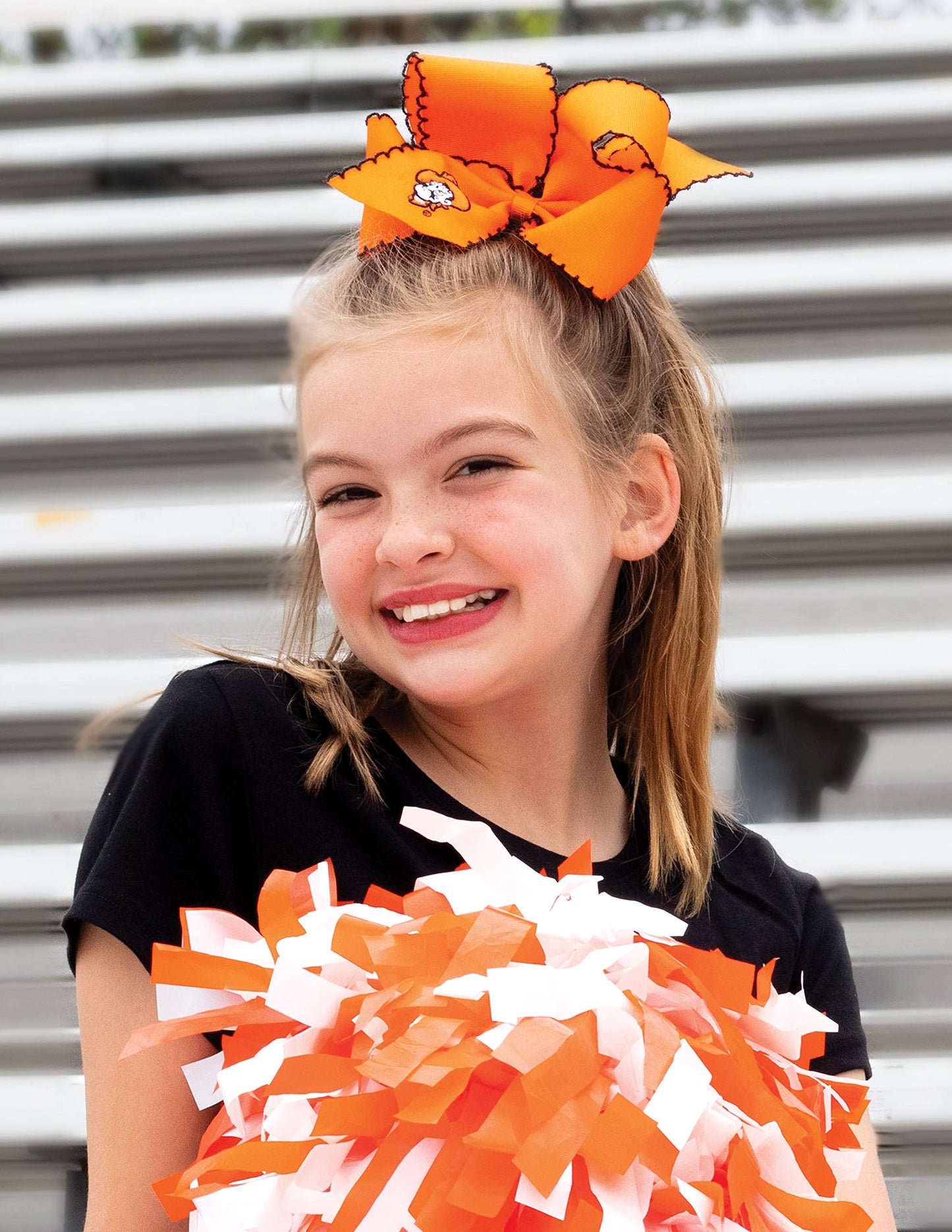 Divine Creations Girls' Collegiate Themed Game Day Logo Print Hair Bow by Wee Ones on a WeeStay Clip, Moonstitch, King, South Carolina