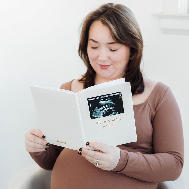 Pregnancy Journal - Linen Guided Memory Book with Sonogram Photo Insert | Beige