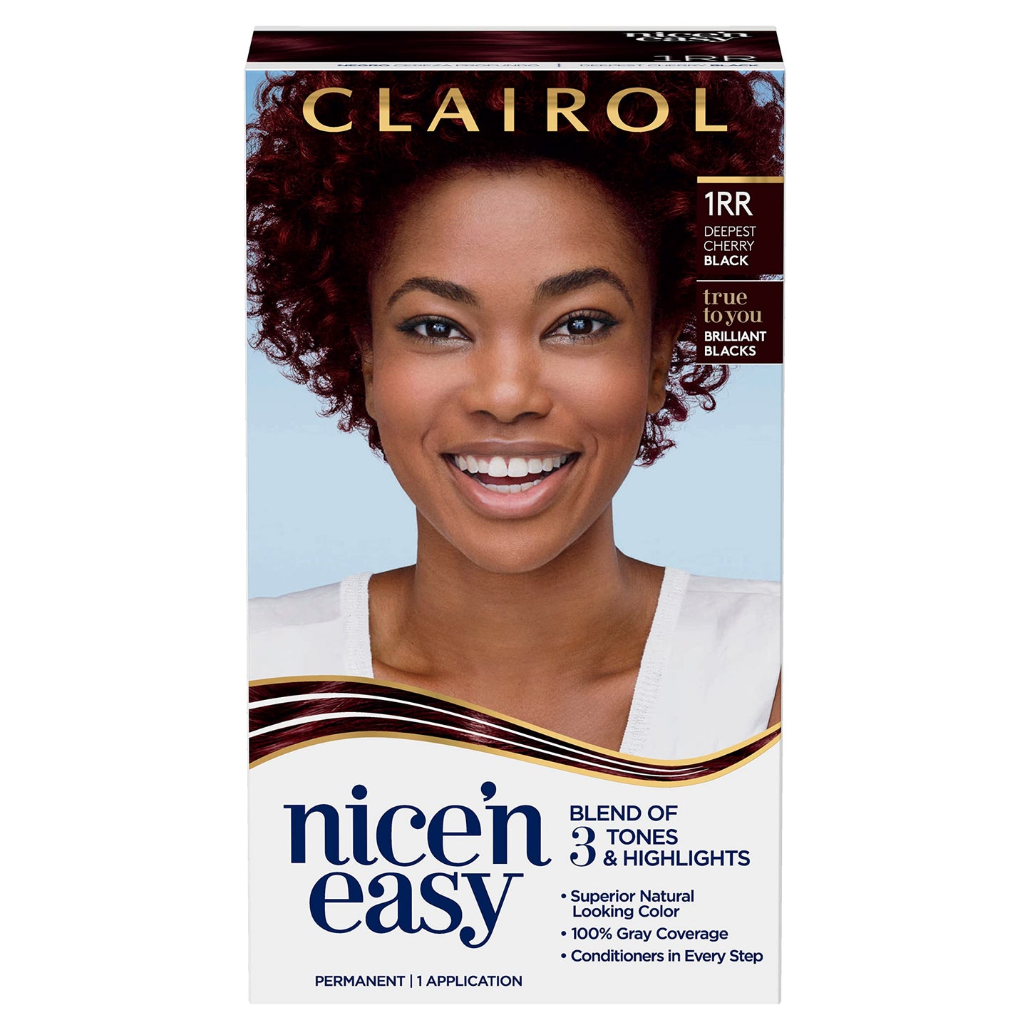 Clairol Nice'n Easy Permanent Hair Dye, Natural-Looking Black Hair Color with 100% Gray Coverage