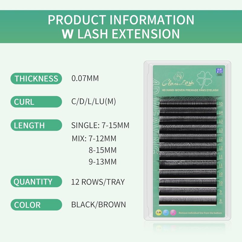 4D Eyelash Extensions - Russian Volume Premade Fans | Natural Soft Matte, 8-15mm Lengths