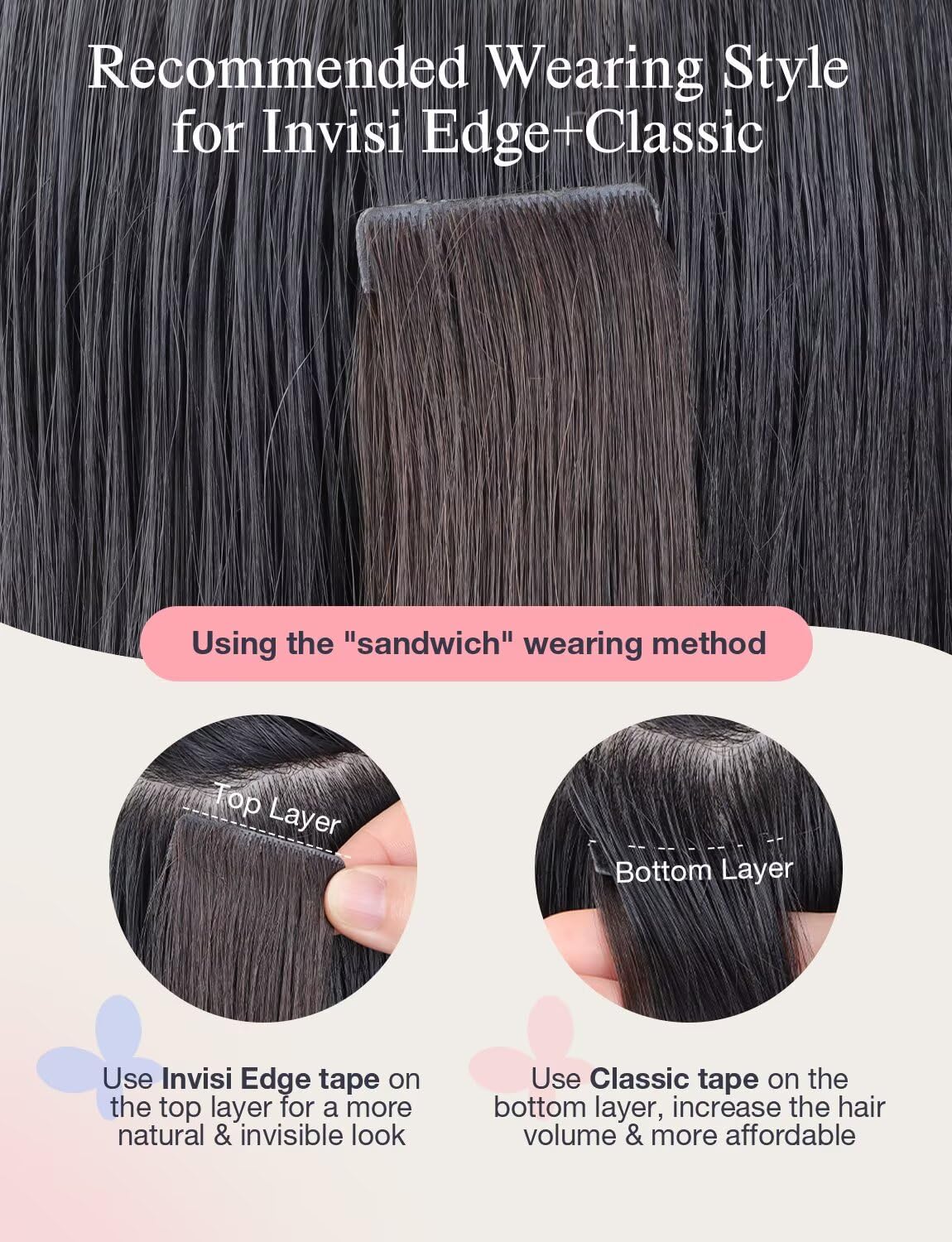 Invisible Tape In Human Hair Extensions - Dark Brown to Chestnut Brown | 10pcs, 16 Inch, Straight